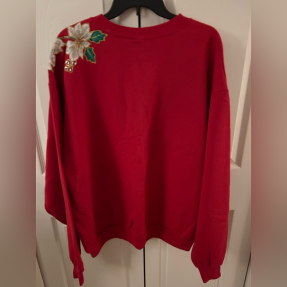 NWOT Gopher Sport Red Christmas Flowers Ugly Sweatshirt Size XL Made in the USA - Picture 4 of 6